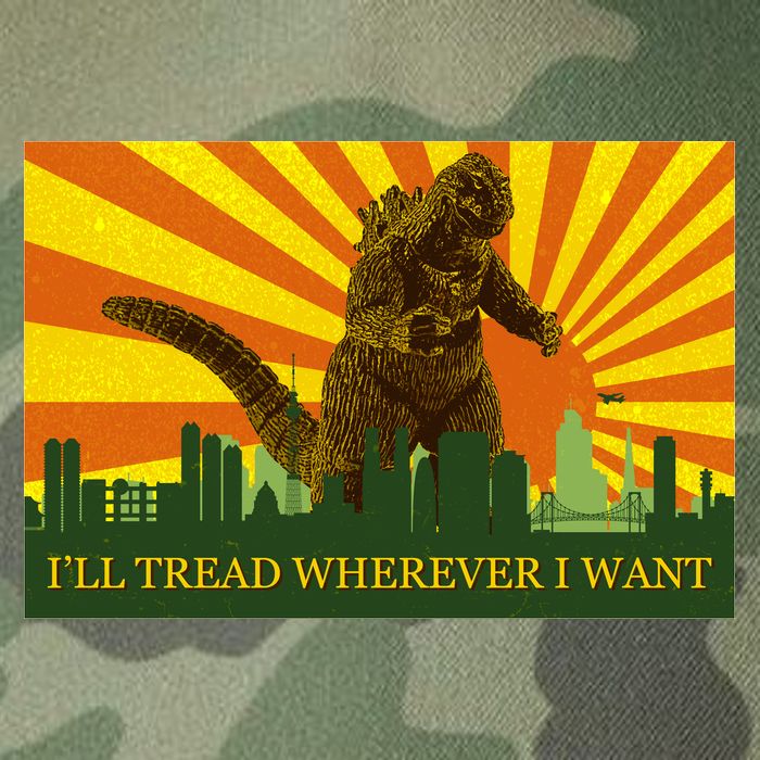 Funny Godzilla I'll Tread Wherever I Want Meme Legacy Tie Dye Trucker Hat