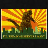 Funny Godzilla I'll Tread Wherever I Want Meme Ladies PosiCharge Tri-Blend Wicking Tank