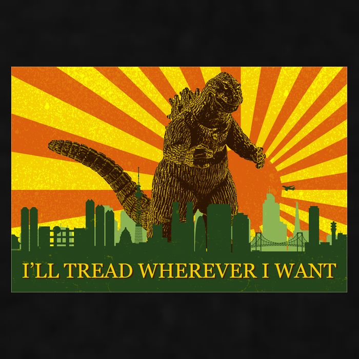 Funny Godzilla I'll Tread Wherever I Want Meme Ladies PosiCharge Tri-Blend Wicking Tank