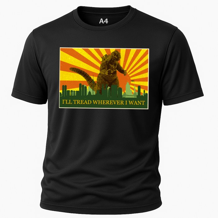 Funny Godzilla I'll Tread Wherever I Want Meme Performance Shirt
