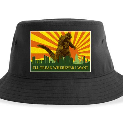 Funny Godzilla I'll Tread Wherever I Want Meme Sustainable Bucket Hat