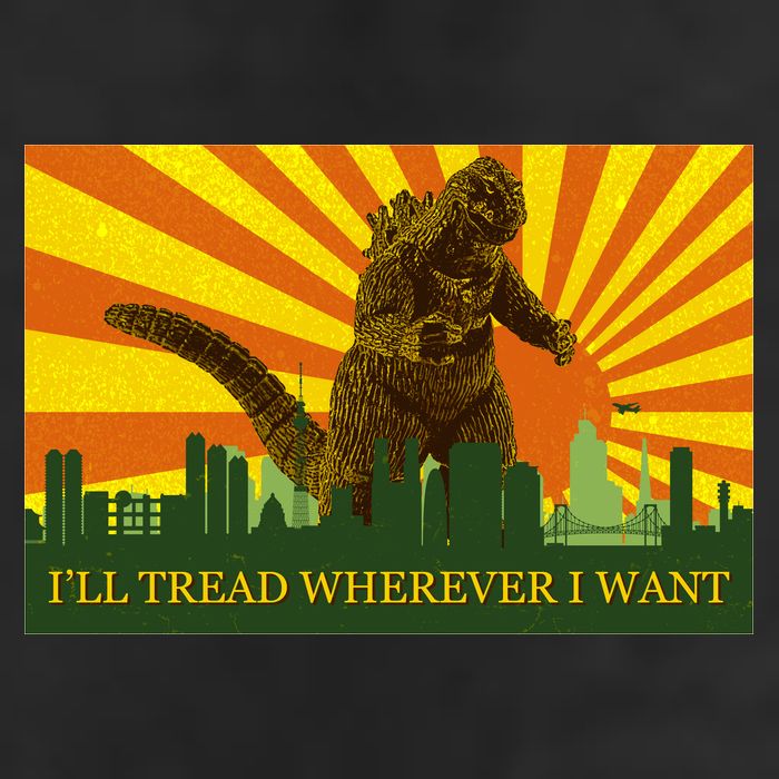 Funny Godzilla I'll Tread Wherever I Want Meme Premium Pullover Hoodie