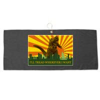 Funny Godzilla I'll Tread Wherever I Want Meme Large Microfiber Waffle Golf Towel