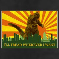 Funny Godzilla I'll Tread Wherever I Want Meme Large Microfiber Waffle Golf Towel
