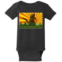 Funny Godzilla I'll Tread Wherever I Want Meme Baby Bodysuit