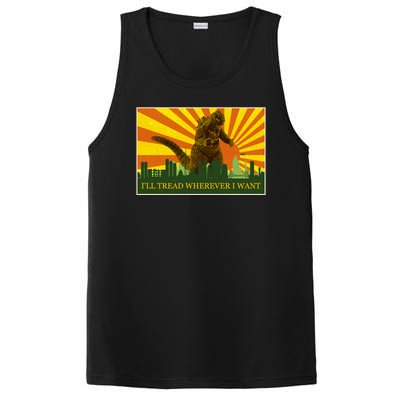 Funny Godzilla I'll Tread Wherever I Want Meme PosiCharge Competitor Tank