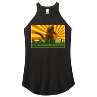 Funny Godzilla I'll Tread Wherever I Want Meme Women's Perfect Tri Rocker Tank