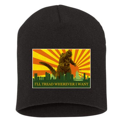 Funny Godzilla I'll Tread Wherever I Want Meme Short Acrylic Beanie