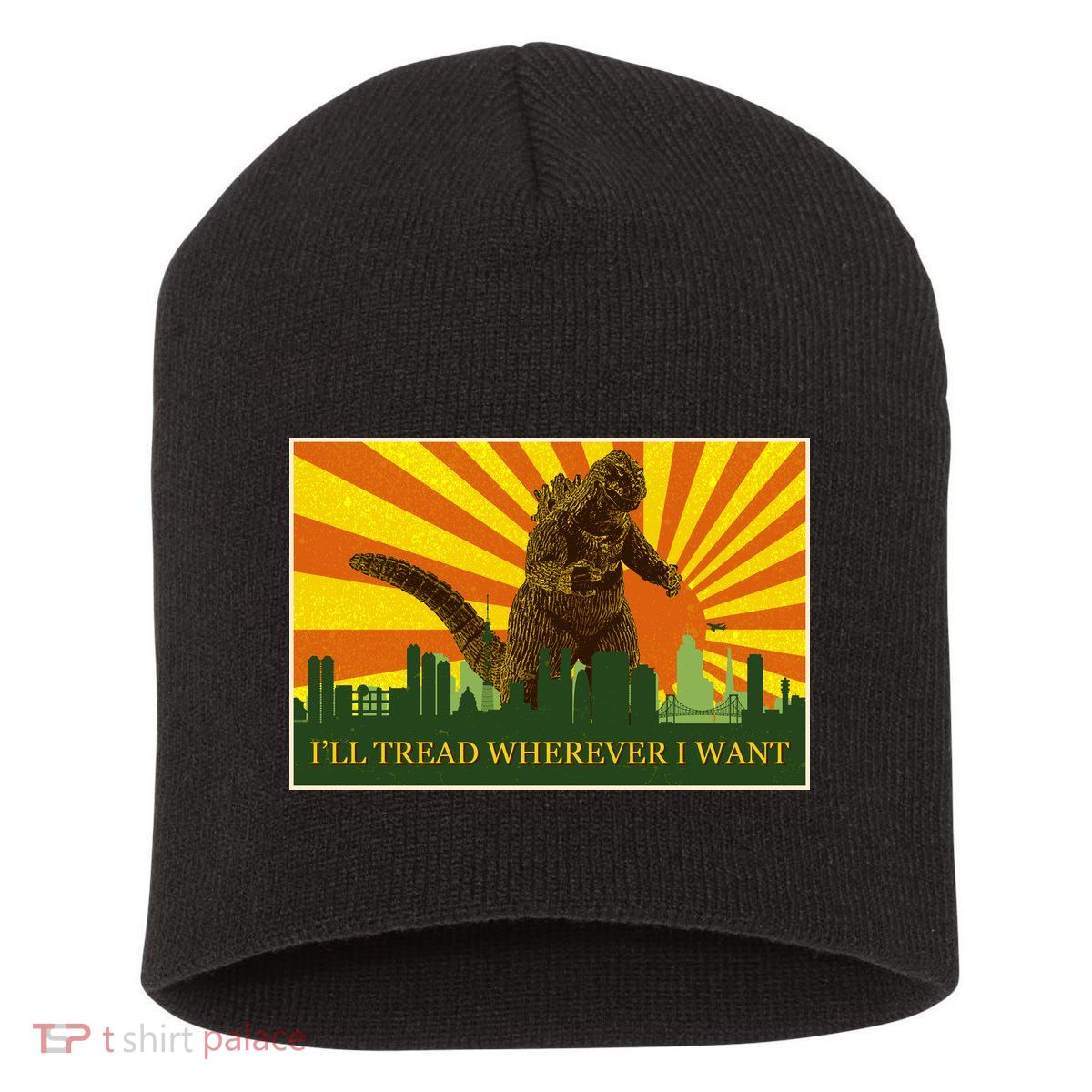 Funny Godzilla I'll Tread Wherever I Want Meme Short Acrylic Beanie