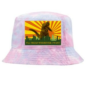 Funny Godzilla I'll Tread Wherever I Want Meme Tie-Dyed Bucket Hat