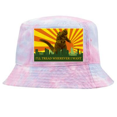 Funny Godzilla I'll Tread Wherever I Want Meme Tie-Dyed Bucket Hat