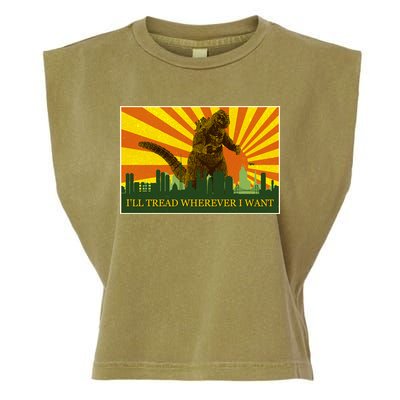 Funny Godzilla I'll Tread Wherever I Want Meme Garment-Dyed Women's Muscle Tee