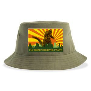 Funny Godzilla I'll Tread Wherever I Want Meme Sustainable Bucket Hat