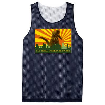 Funny Godzilla I'll Tread Wherever I Want Meme Mesh Reversible Basketball Jersey Tank