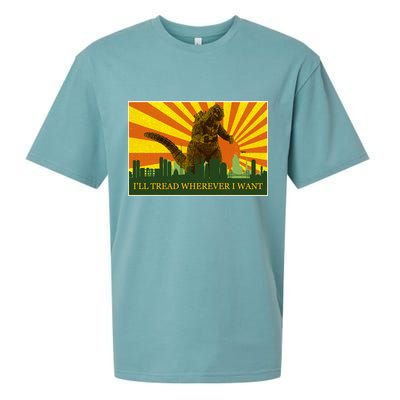 Funny Godzilla I'll Tread Wherever I Want Meme Sueded Cloud Jersey T-Shirt