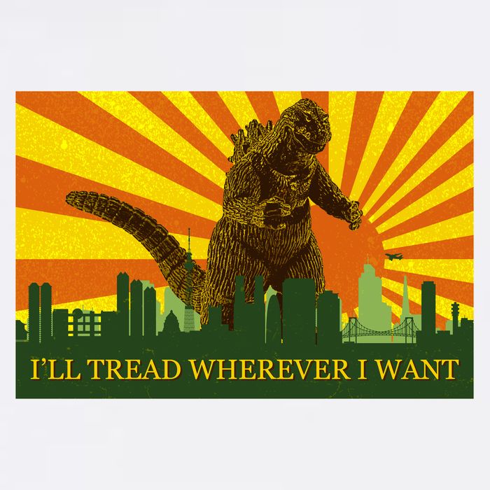 Funny Godzilla I'll Tread Wherever I Want Meme Garment-Dyed Sweatshirt