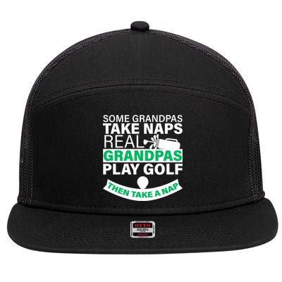 Funny Golf Grandpa 7 Panel Mesh Trucker Snapback Hat