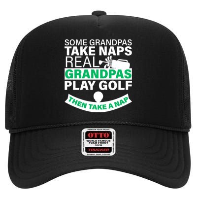 Funny Golf Grandpa High Crown Mesh Back Trucker Hat