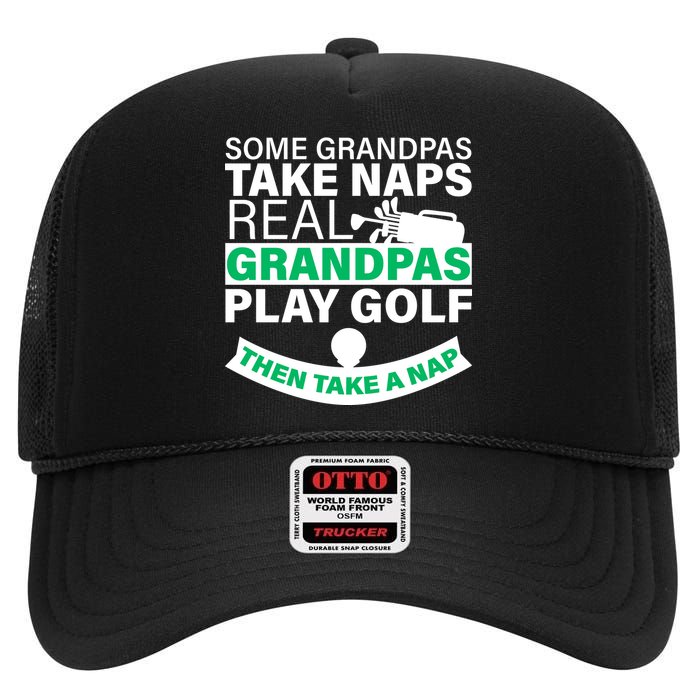 Funny Golf Grandpa High Crown Mesh Back Trucker Hat