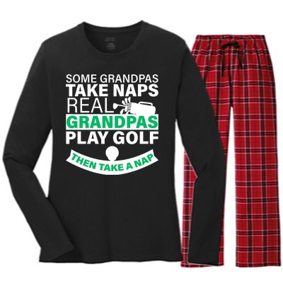 Funny Golf Grandpa Women's Long Sleeve Flannel Pajama Set 