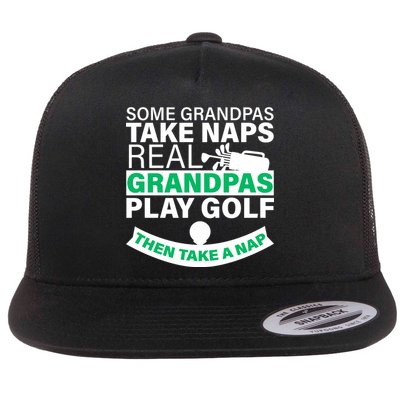 Funny Golf Grandpa Flat Bill Trucker Hat