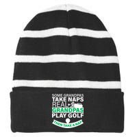 Funny Golf Grandpa Striped Beanie with Solid Band