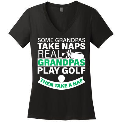 Funny Golf Grandpa Women's V-Neck T-Shirt