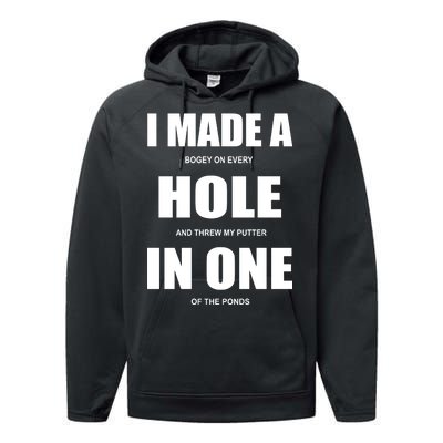 Funny Golf Hole In One Performance Fleece Hoodie