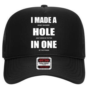 Funny Golf Hole In One High Crown Mesh Back Trucker Hat