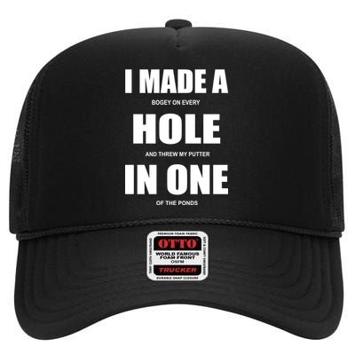 Funny Golf Hole In One High Crown Mesh Back Trucker Hat