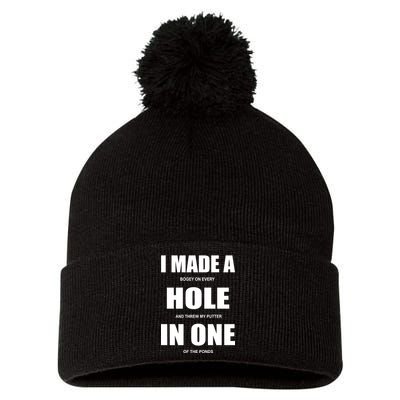 Funny Golf Hole In One Pom Pom 12in Knit Beanie