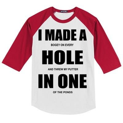 Funny Golf Hole In One Kids Colorblock Raglan Jersey