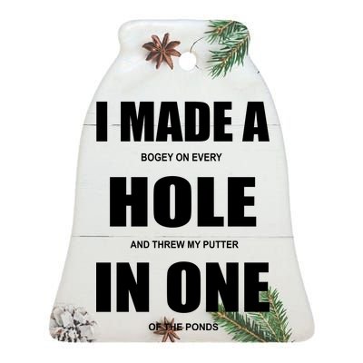 Funny Golf Hole In One Ceramic Bell Ornament