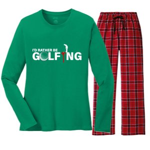 Funny Golfers Design Rather Be Golfing Women's Long Sleeve Flannel Pajama Set 