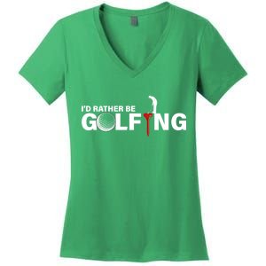 Funny Golfers Design Rather Be Golfing Women's V-Neck T-Shirt