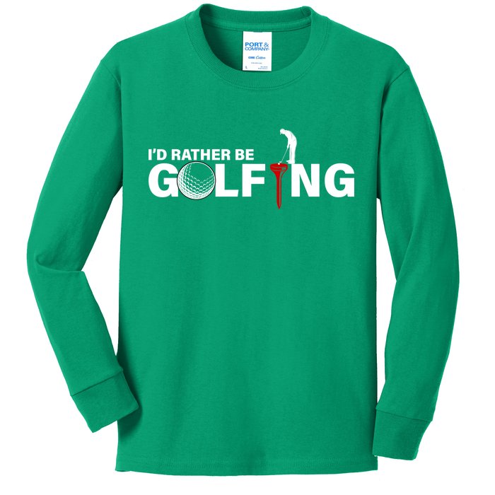 Funny Golfers Design Rather Be Golfing Kids Long Sleeve Shirt