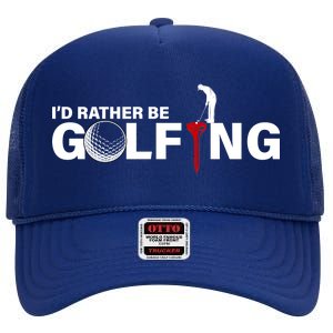 Funny Golfers Design Rather Be Golfing High Crown Mesh Back Trucker Hat