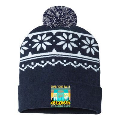 Funny Grab Your Balls It's Canning Season USA-Made Snowflake Beanie