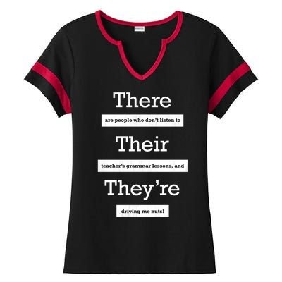 Funny Grammar Teacher Ladies Halftime Notch Neck Tee