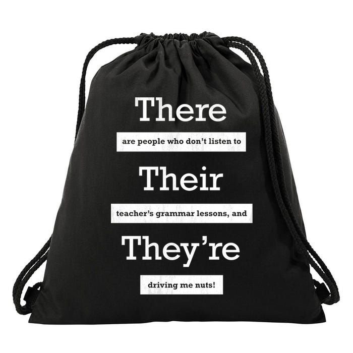 Funny Grammar Teacher Drawstring Bag