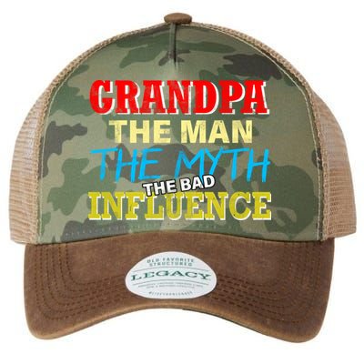 Funny Grandpa Man Myth The Bad Influence Legacy Tie Dye Trucker Hat