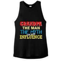 Funny Grandpa Man Myth The Bad Influence Ladies PosiCharge Tri-Blend Wicking Tank