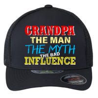 Funny Grandpa Man Myth The Bad Influence Flexfit Unipanel Trucker Cap