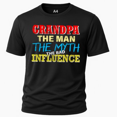 Funny Grandpa Man Myth The Bad Influence Cooling Performance Crew T-Shirt
