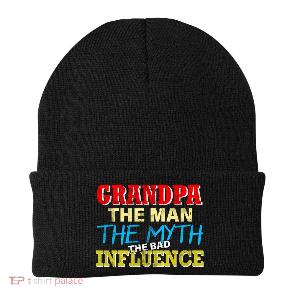 Funny Grandpa Man Myth The Bad Influence Beanie