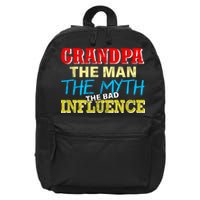 Funny Grandpa Man Myth The Bad Influence 16 in Basic Backpack