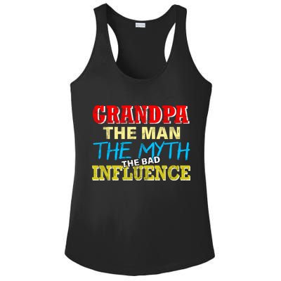 Funny Grandpa Man Myth The Bad Influence Ladies PosiCharge Competitor Racerback Tank