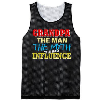 Funny Grandpa Man Myth The Bad Influence Mesh Reversible Basketball Jersey Tank