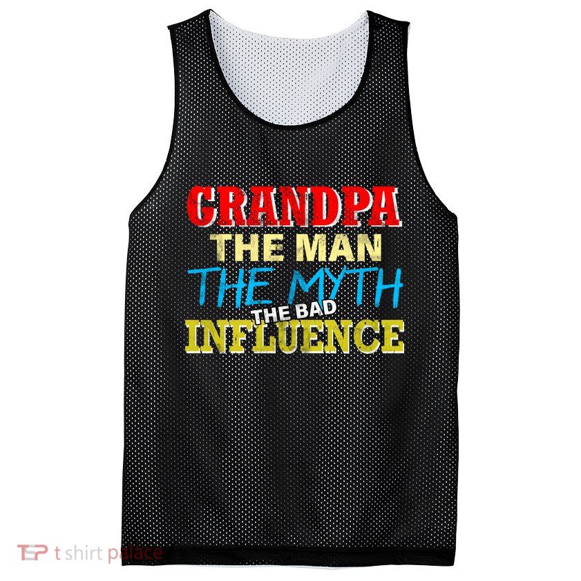 Funny Grandpa Man Myth The Bad Influence Mesh Reversible Basketball Jersey Tank