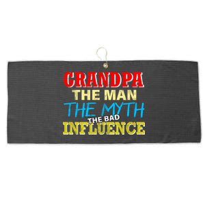 Funny Grandpa Man Myth The Bad Influence Large Microfiber Waffle Golf Towel